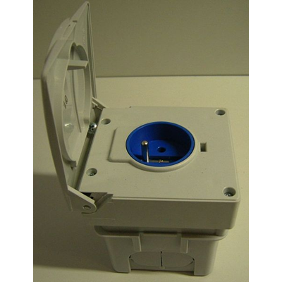 Straight panel socket 16A 250V IP44 with a flush-mounted box