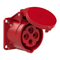 Straight panel socket 16A 3P+E 400V 50/60Hz 6h IP44, flange 60X60, screw spacing 47X47
