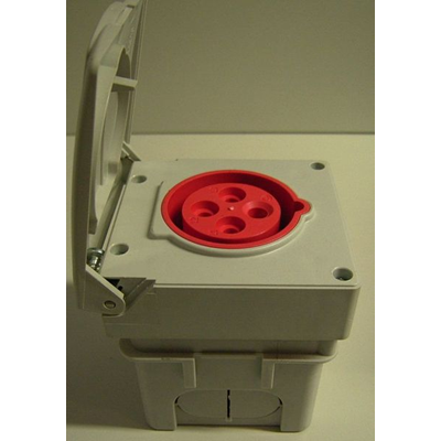 Straight panel socket 16A 4p IP44 with a flush-mounted box