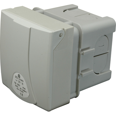 Straight panel socket 16A 5p IP44 with a flush-mounted box