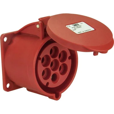 Straight panel socket 16A 7P