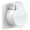 Straight panel socket 32A 2P 42V 50/60Hz 12h IP44/54 (60X70 flange, 47X53 hole spacing), nickel-plated contacts