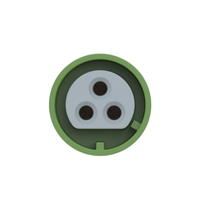 Straight panel socket 32A 2P+E 24/42V 100-200Hz 4h IP44/54 (55X55 flange, 45X45 hole spacing), nickel-plated contacts