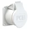 Straight panel socket 32A 2P+E 24/42V DC 10h IP44/54 (55X55 flange, 45X45 hole spacing), nickel-plated contacts
