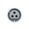 Straight panel socket 32A 2P+E 24/42V DC 10h IP66/67 (54X60 flange, 44X44 hole spacing), nickel-plated contacts