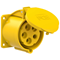 Straight panel socket 32A 3P+Z+N 110V 50/60Hz 4h IP44, flange 70X70, bolt spacing 56X56