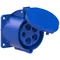 Straight panel socket 32A 3P+Z+N 230V 50/60Hz 9h IP44, flange 70X70, bolt spacing 56X56