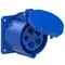Straight panel socket 32A 3P+Z+N 230V 50/60Hz 9h IP44, flange 75X75, bolt spacing 60X60
