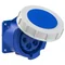 Straight panel socket 32A 3P+Z+N 230V 50/60Hz 9h IP67, flange 70X70, bolt spacing 65X65