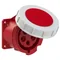 Straight panel socket 32A 3P+Z+N 400V 50/60Hz 6h IP67, flange 70X70, bolt spacing 56X56