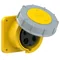 Straight panel socket POWER TWIST 63A 2P+E 110V 50/60Hz 4h IP66/67, flange 100X100, screw spacing 80X80,