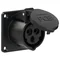 Straight panel socket TURBO TWIST 16A 2P+E 230V 50/60Hz 6h IP44, flange 70X70, screw spacing 56X56, MIDNIGHT series