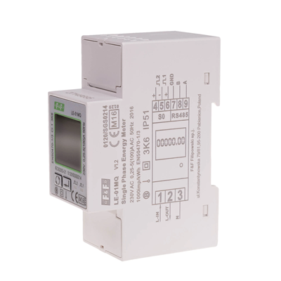 Stromzähler – einphasig, RS-485, LCD, 100 A, Registrierung der Netzwerkparameter U, I, F, P, Q, AE+, RE+