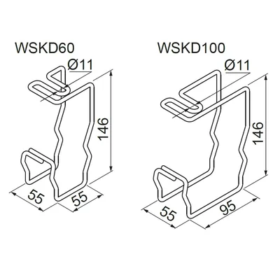 Stropní věšák šířka 65mm, výška 108mm