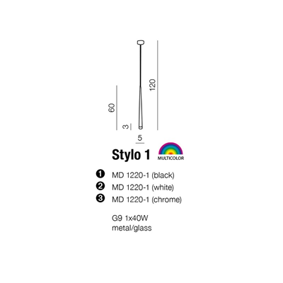 STYLO 1 White hanging lamp