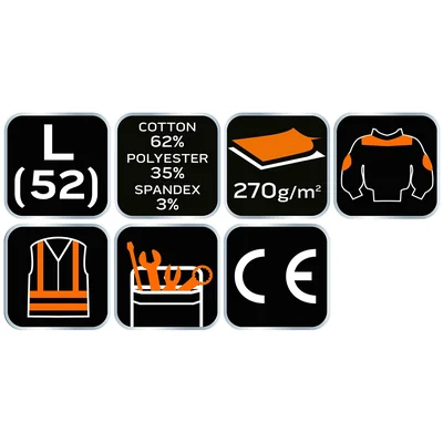 Sudadera de trabajo PREMIUM, 62% algodón, 35% poliéster, 3% elastano, talla L