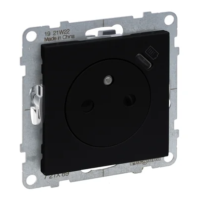 SUNO - Presa piatta 2P+Z - 16 A - con USB Type-C - 1,5 A - morsetti automatici - con otturatore, nero