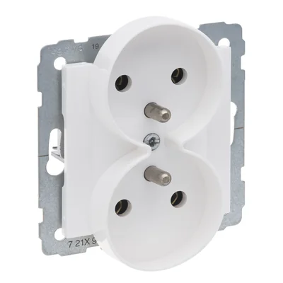 SUNO - Prise 2x2P+Z - 16 A - 250 V~ - Bornes à vis - Compatible avec les cadres multirotatifs, Blanc