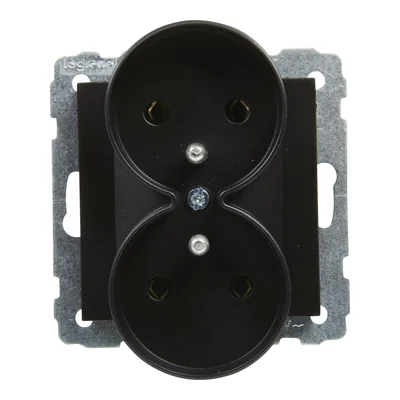 SUNO - Prise 2x2P+Z - 16 A - 250 V~ - Bornes à vis - Compatible avec les cadres multirotatifs, Noir