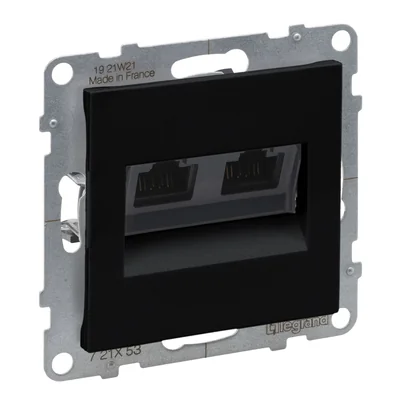 SUNO - Розетка 2XRJ45/Cat 6 UTP, чорна