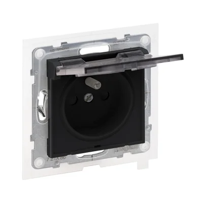 SUNO - Socket 2P+Z IP44 - 16 A - 250 V~ - automatic terminals - with shutter, Black