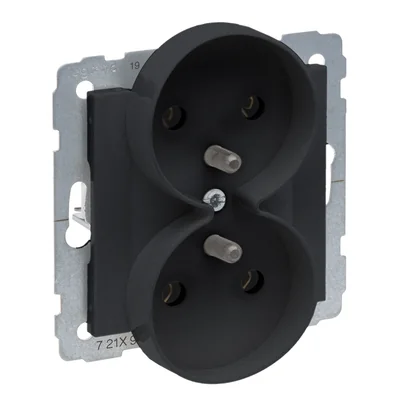 SUNO - Socket 2X2P+Z - 16 A - 250 V~ - screw terminals - can be mounted in multi-rotation frames, Black