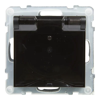SUNO - Steckdose 2P+Z IP44 - 16 A - 250 V~ - automatische Klemmen - mit Verschlussklappe, Schwarz
