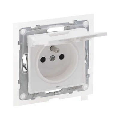 SUNO - Steckdose 2P+Z IP44 - 16 A - 250 V~ - automatische Klemmen - mit Verschlussklappe, Weiß