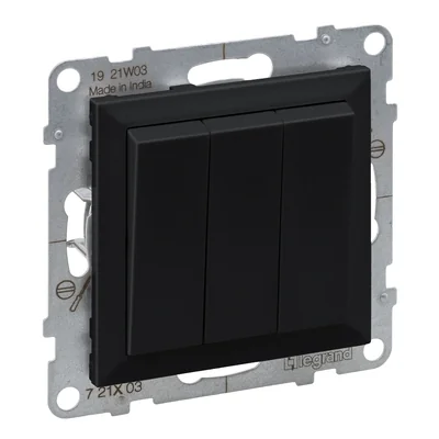 SUNO - Triple switch - 20 AX - 250 V~ - screw terminals, Black