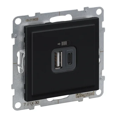 SUNO - USB socket type A + C - 5 V - 3 A, Black