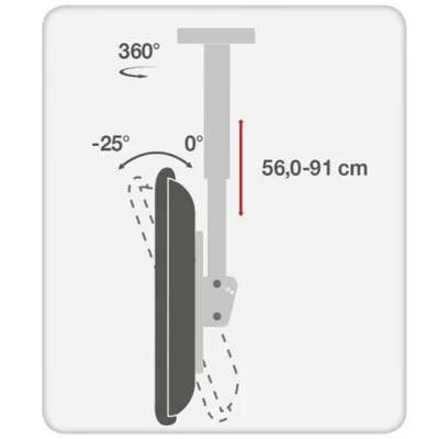 Support de plafond pour écrans de 32 à 55 pouces, noir, poids maximal supporté : 50 kg