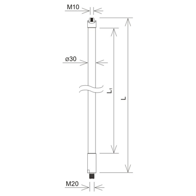 Support isolant vertical fi 30 x 1000 mm