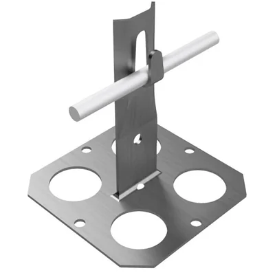 Supporto adesivo con base in metallo forata, morsetto; h=9cm /IN/