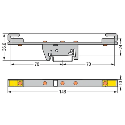 Supporto per sbarre collettrici in rame da 10 mm x 3 mm, bifacciale, design dritto