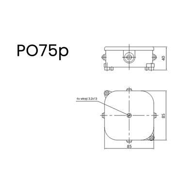 Surface-mounted box without insert 85x85x40mm IP44 white