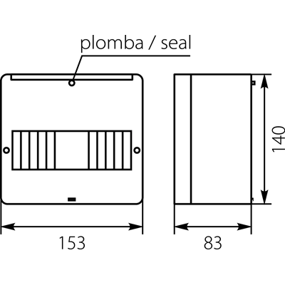 Surface-mounted distribution board RM 7S (N+PE)