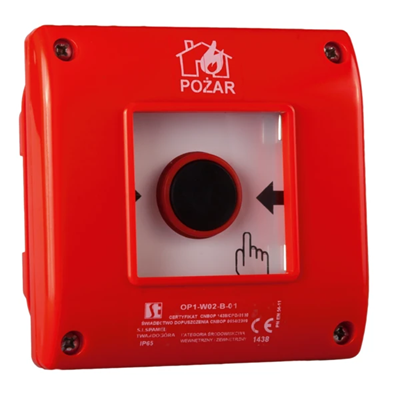 Surface-mounted fire button 1 NO contact 1 NC contact red