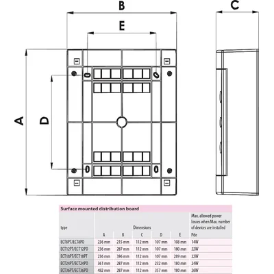Surface-mounted housing 48 mod. white door ECT48PO-s
