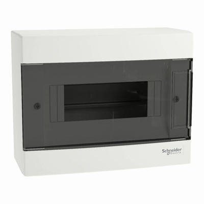 Surface-mounted housing Easy9 EU IP40 EZ9EU-1-8-NT-T transparent door 1 row 8 modules/row