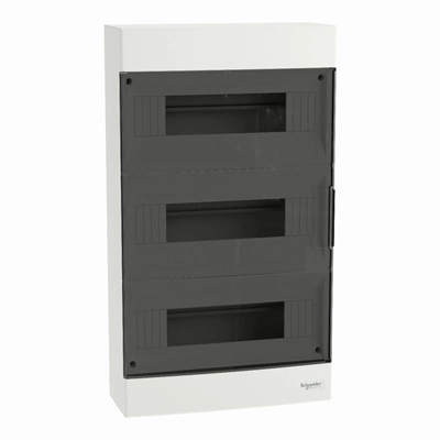 Surface-mounted housing Easy9 EU IP40 EZ9EU-3-12-NT-T transparent door 3 rows 12 modules/row