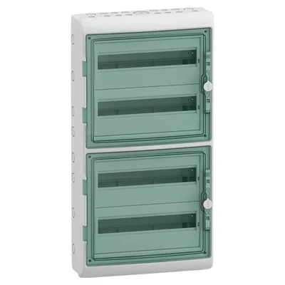 Surface-mounted housing, Mureva (formerly Kaedra), IP65 MRV-4-18-NT-T transparent door 4 rows 18 modules/row