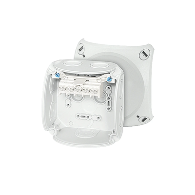 Surface-mounted junction box DK 0402 GZ 104x104x70mm with terminal strip IP66 gray