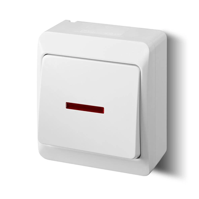 Surface-mounted, single-pole, stair switch, with backlight - white, IP44