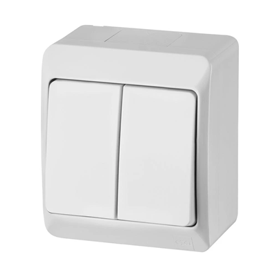 Surface-mounted switch, candlestick - white, IP44 HERMES