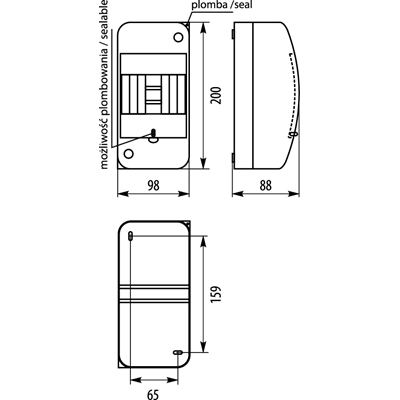 Surface-mounted switchgear - RNT 4S (N+PE)