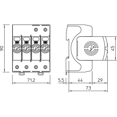 Surge arrester B+C 3P+N 12.5kA 280V V50-3+NPE-280