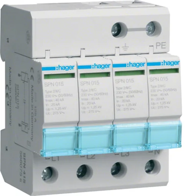 Surge arrester C four-pole TN-S network