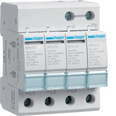 Surge arrester SPD T2, 4P, TN-S/TT network, Imax 40kA, Up≤1.25kV