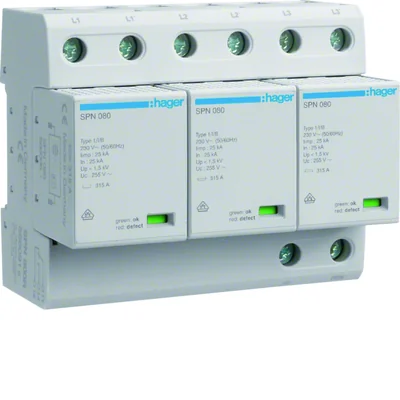 Surge arrester Type 1+2 for TNC 3P 75kA signal contact