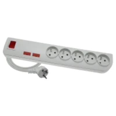 Surge protection extension cord 5 sockets with/u switch 1.5m 3x1 gray